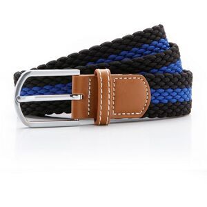Asquith & Fox Mens Two Color Stripe Braid Stretch Belt / Black/Royal